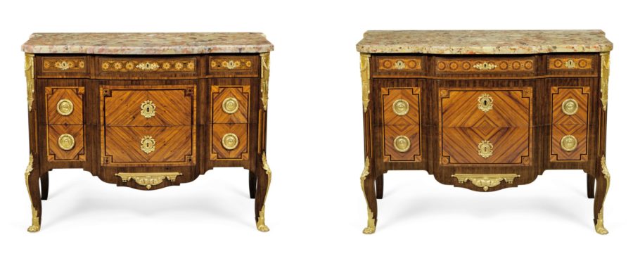 Rare pair of salon chests of drawers
