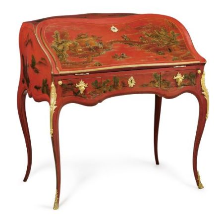 Ladies secretary with chinoiserie decor on the side