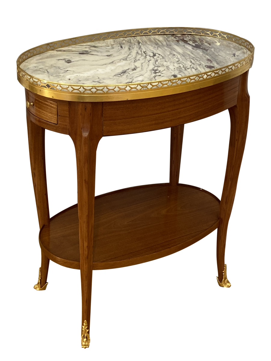 Mahagoni ovales Transition Tischchen in der Art von Dusotoy